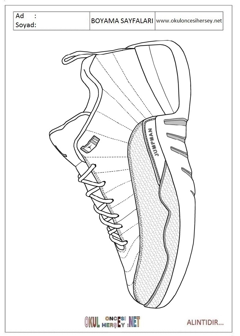 Çocuklar İçin Spor-Ayakkabısı Boyama Sayfaları 